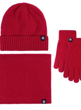3pc Winter Scarf, Hat, Scarf, Gloves, Knitted Velvet, Thicke