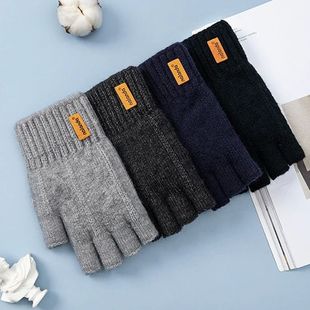 Winter Gloves For Men Half Finger Writting Office Cycling Kn