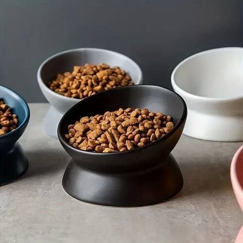 Ceramic Raised Cat Bowl Set - Stress-Free Elevated Pet Feedi