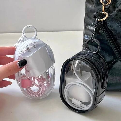 Transparent Data Cable Charger Storage Bag Cable Organizer W
