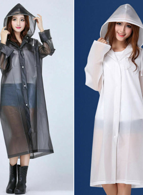 Women Men Raincoat Hooded Ponchos Jacket Clear Thicker Water