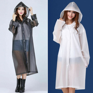 Women Men Raincoat Hooded Ponchos Jacket Clear Thicker Water