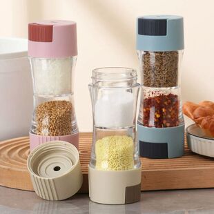 1pc Salt Control Bottle Seasoning Jar Dual-Head Portioned Sa