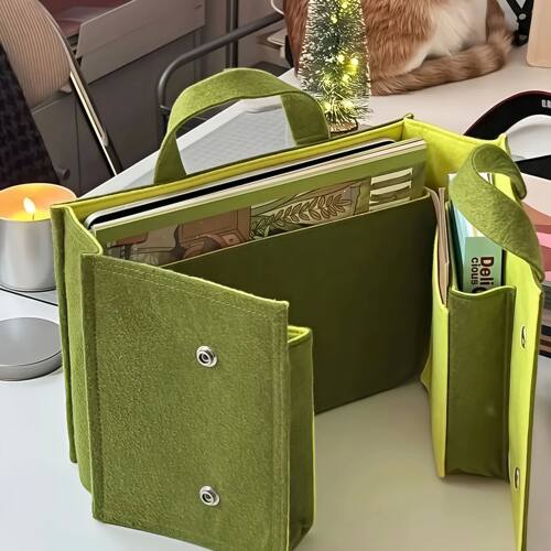 Foldable Green Felt Backpack | Women's Storage Bag, Travel B