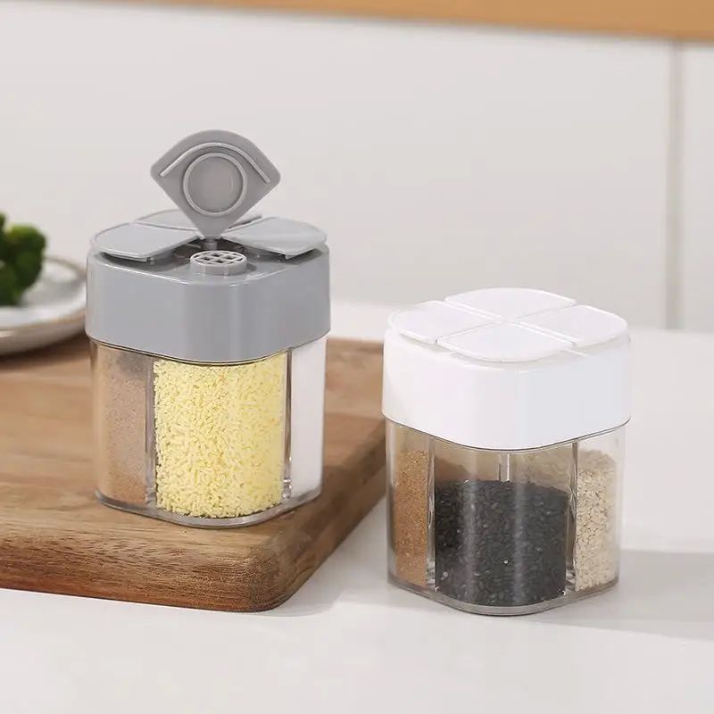 In 1 Spice Salt Pepper Shakers Transparent Seasoning Jar Can
