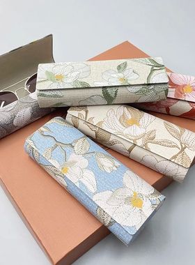 Chinese Style Embroidery Glasses Box Fashion Portable Readin