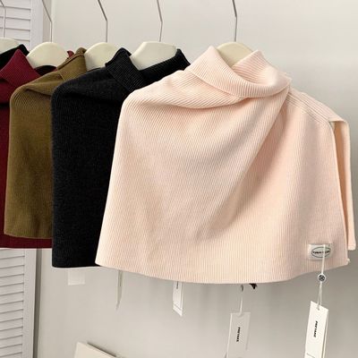 Hooded high neck shawl knitted scarf for women