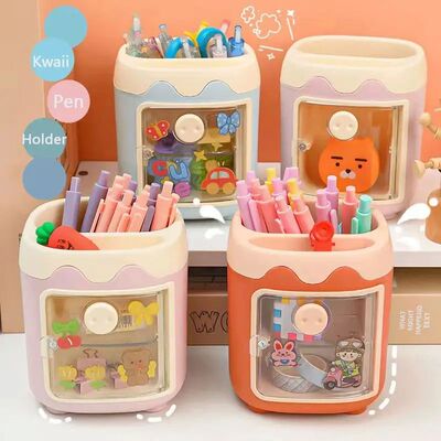 1PC Kawaii Pig Pen Pencil Pot Holder Brush Storage Container