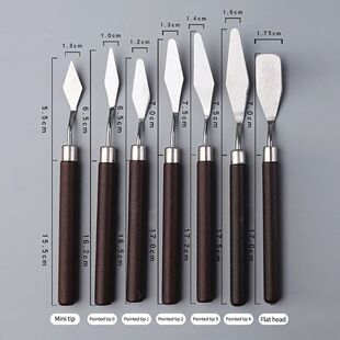 7Pcs Art Spatula Soft Paint Oil Painting Wooden Handle Palet