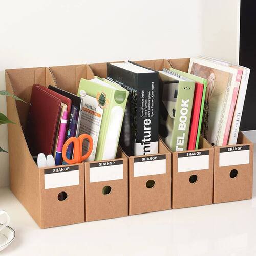 5pcs Magazine Files Kraft Paper File Holder Cardboard Standi