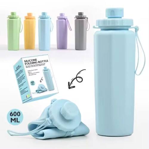 600ML Collapsible Water Bottle Silicone Foldable Water Cup O