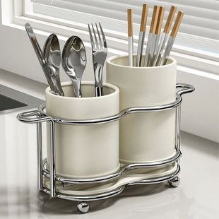 Chopsticks holder,Utensil Holder with 2 Compartments, Stainl