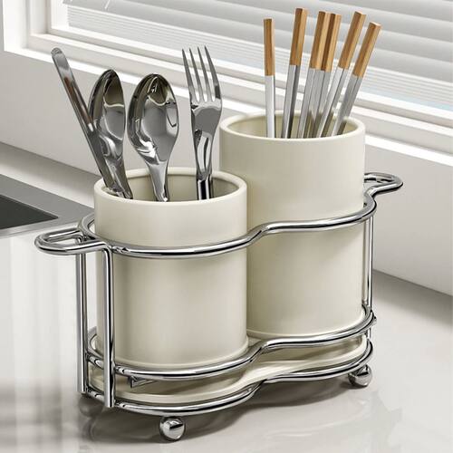 Chopsticks holder,Utensil Holder with 2 Compartments, Stainl