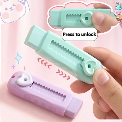 Adorable Macaron-Colored Heart-Shaped Eraser Durable ABS Mat