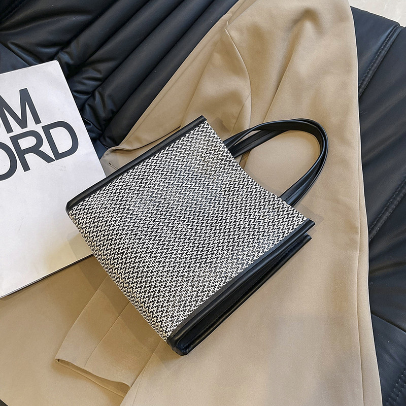 2026新款时尚百搭大容量托特包女上班通勤饭盒手提袋高级感编织包