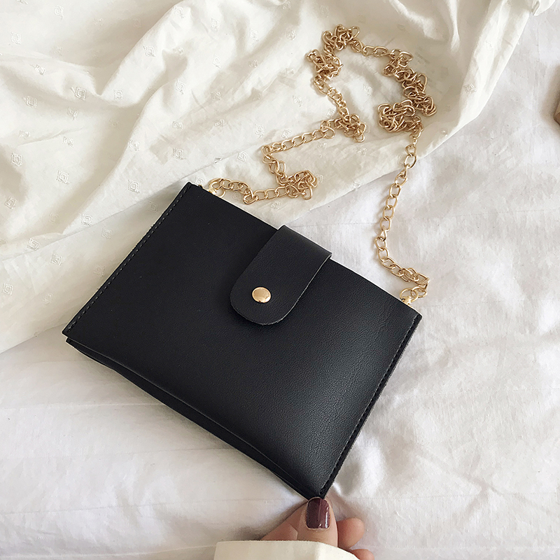 极简风小方包女2024新款迷你手机包黑色链条单肩斜挎包简约