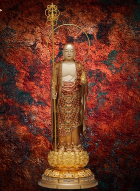 东来紫重工宝相大愿繁花站地藏王菩萨佛像古法原创工艺品摆件