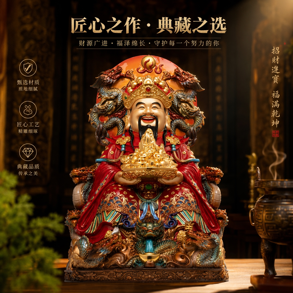 东来紫文财神佛像招财供奉神像纯铜范蠡铜像比干财神爷店铺家用