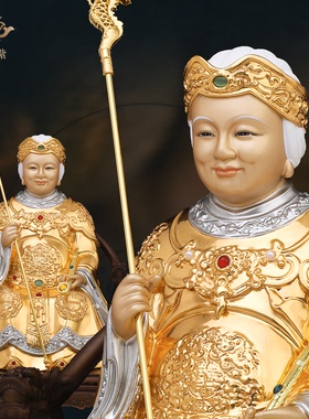 黄铜黑妈妈神像黑老太太佛像家用客厅供奉摆件中式黑奶奶装饰摆件