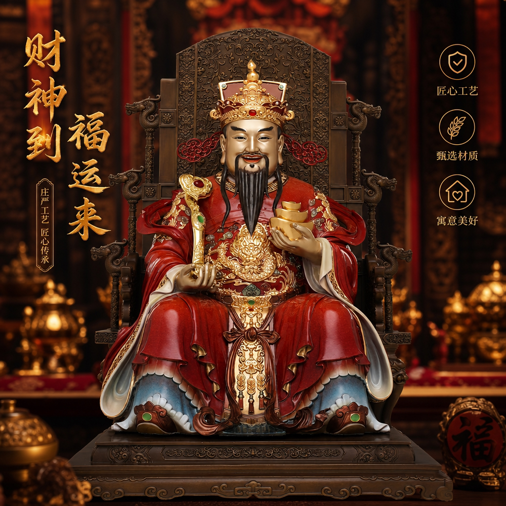 东来紫文财神佛像招财供奉神像纯铜范蠡铜像比干财神爷店铺家用