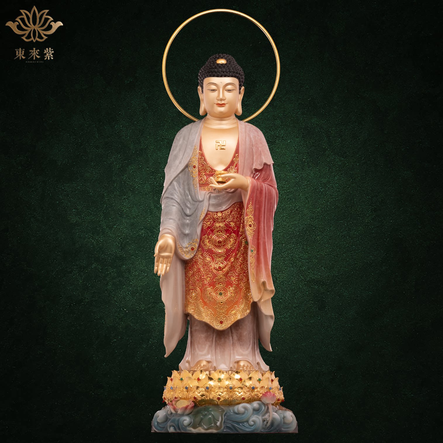 释迦摩尼神像三宝佛像如来佛祖阿弥陀佛药师佛娑婆三圣东来紫铜像