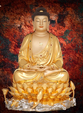 释迦摩尼神像三宝佛像如来佛祖阿弥陀佛药师佛娑婆三圣东来紫铜像