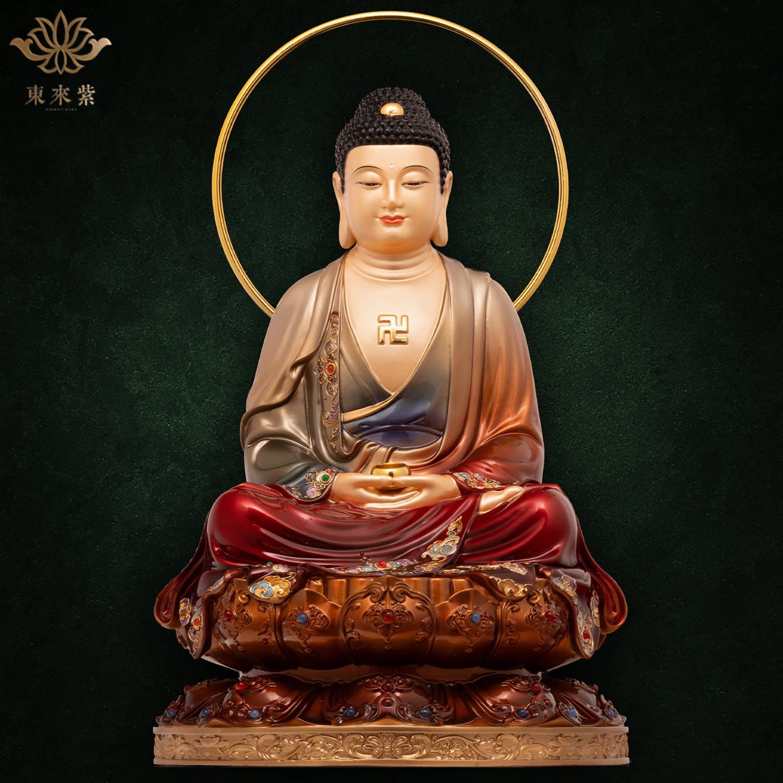 释迦摩尼神像三宝佛像如来佛祖阿弥陀佛药师佛娑婆三圣东来紫铜像