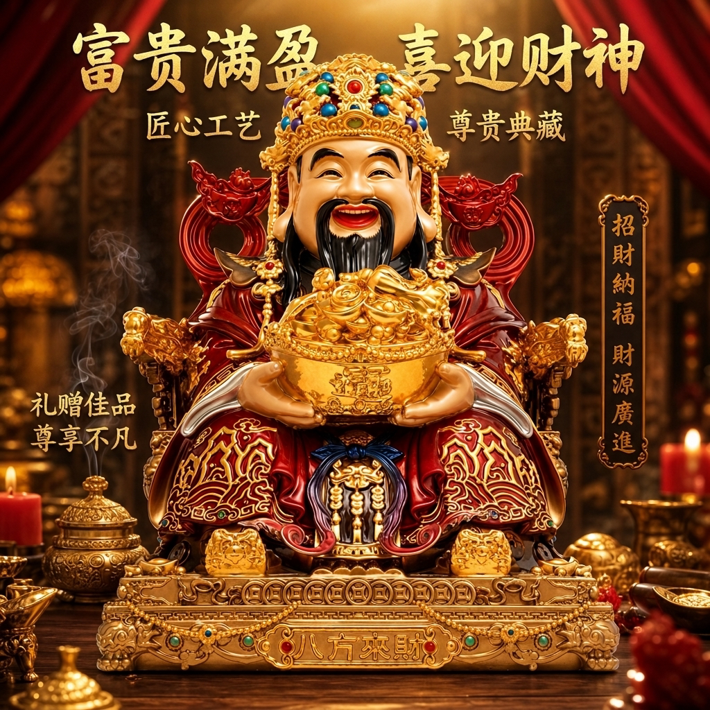 东来紫文财神佛像招财供奉神像纯铜范蠡铜像比干财神爷店铺家用