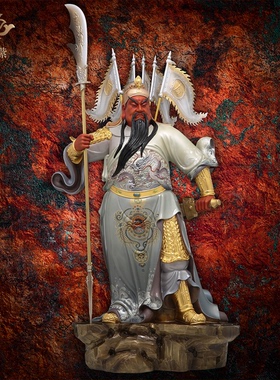 东来紫关公摆件武财神神像铜雕招财供奉铜像关帝圣君京铜伽蓝菩萨