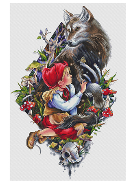 法国DMC十字绣套件卡通  A1530小红帽 28CT简单印花