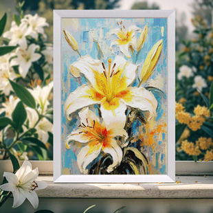 满绣简单新手 法国DMC十字绣套件花卉 D502 油画百合 全针25CT