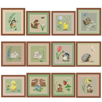 法国DMC十字绣套件卡通动物 萌宠小动物系列 28CT 卧室装饰画新款