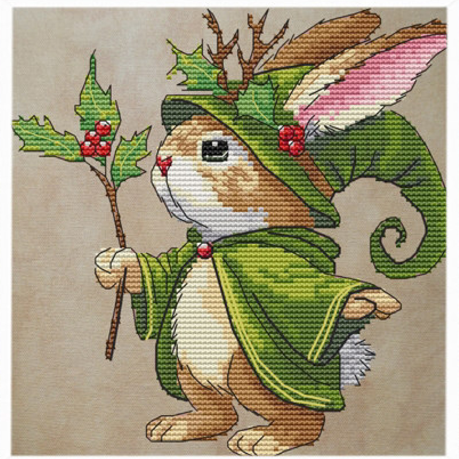 法国DMC十字绣套件卡通动物 A1460圣诞小兔 28CT 简单印花