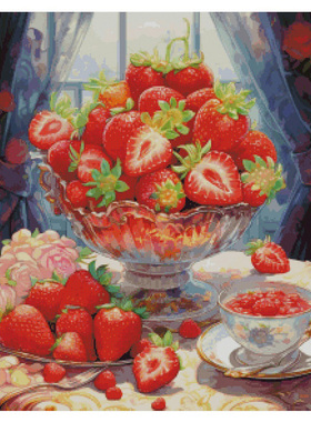 十字绣套件 正品DMC绣线配置 D124草莓果盘 14CT印花