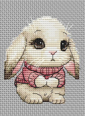 DMC十字绣材料包装饰画 A671可爱兔兔 灰色布