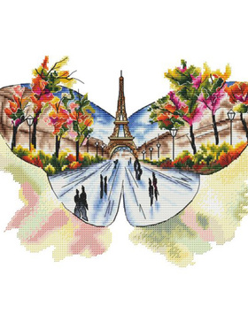 DMC十字绣材料包装饰画 A703世界之翼巴黎 印花