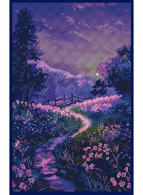 法国DMC十字绣套件 A1325春日紫色风景 满绣 简单 印花