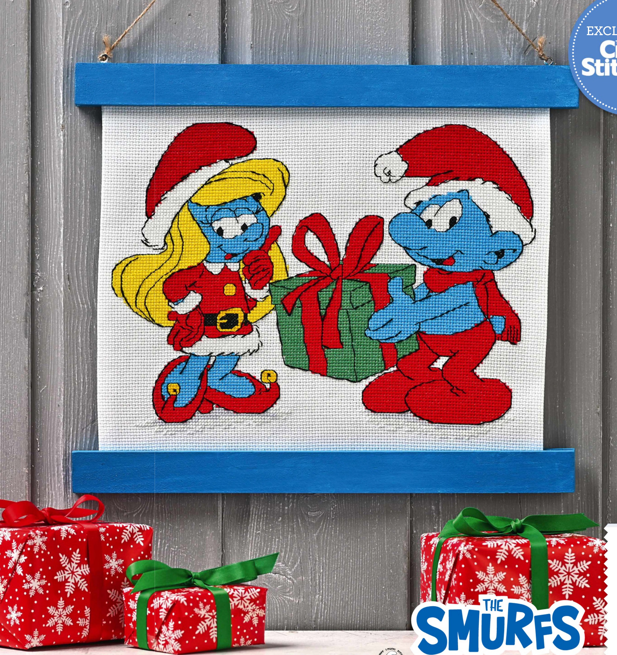 DMC十字绣材料包装饰画 A670蓝精灵 印花