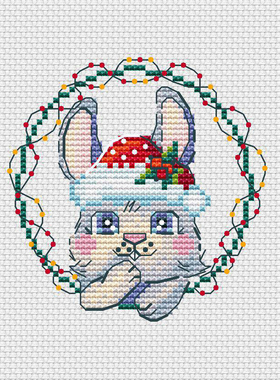 法国DMC十字绣套件卡通动物A1345圣诞小兔 28CT 简单 印花