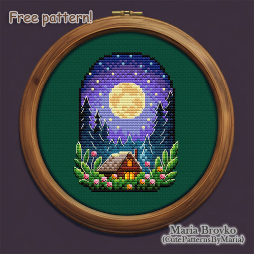 法国DMC十字绣套件风景 A1374夏日夜晚 深绿布 简单好绣