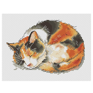 法国DMC十字绣套件 28CT简单新手 A860可爱猫咪睡猫