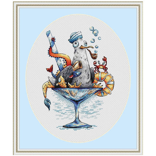 DMC十字绣套件小幅 A826海洋鸡尾酒 客厅装饰画新款