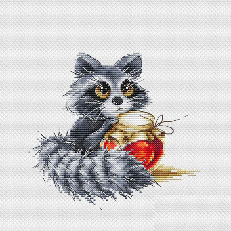 法国DMC十字绣套件卡通动物 A1492小浣熊 28CT简单印花