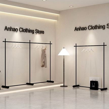 服装店衣架展示架落地铁艺简约落地中岛货架女装店挂衣服陈列架子