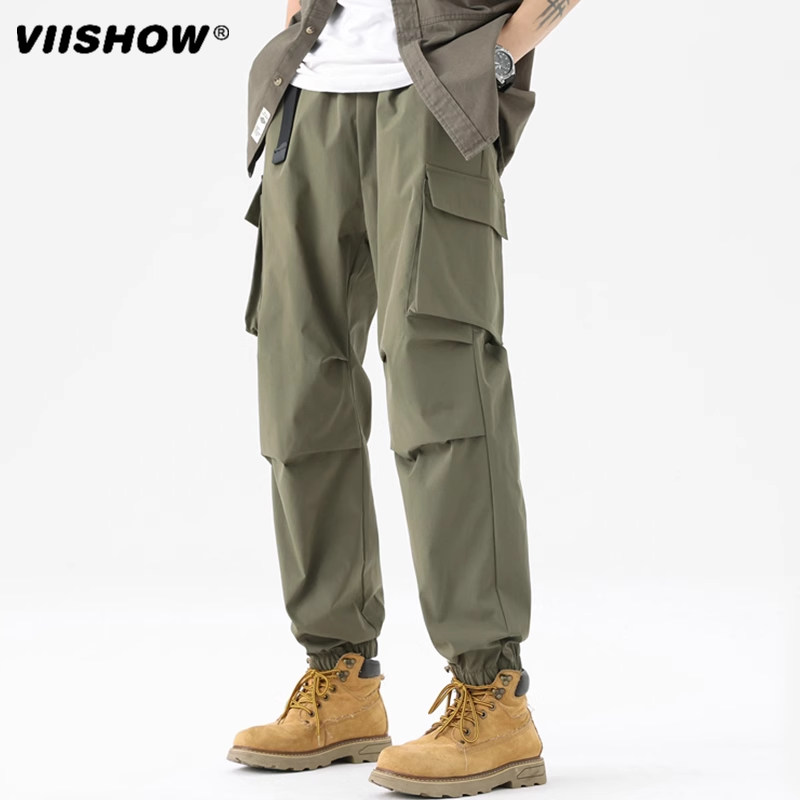 VIISHOW简约潮牌嘻哈束脚工装裤男保暖宽松休闲小脚裤百搭ins长裤