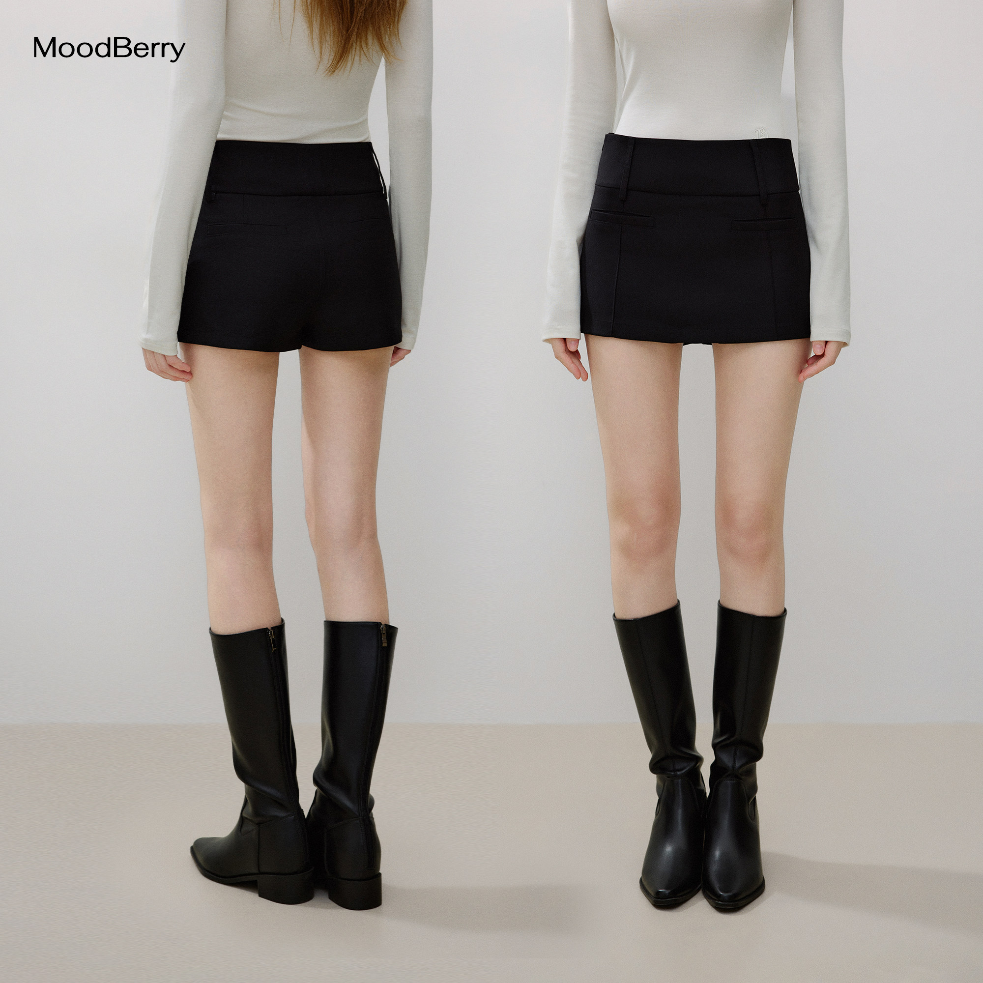MoodBerry美式复古纯色辣妹包臀短裙女秋季高腰修身显瘦A字半身裙图片