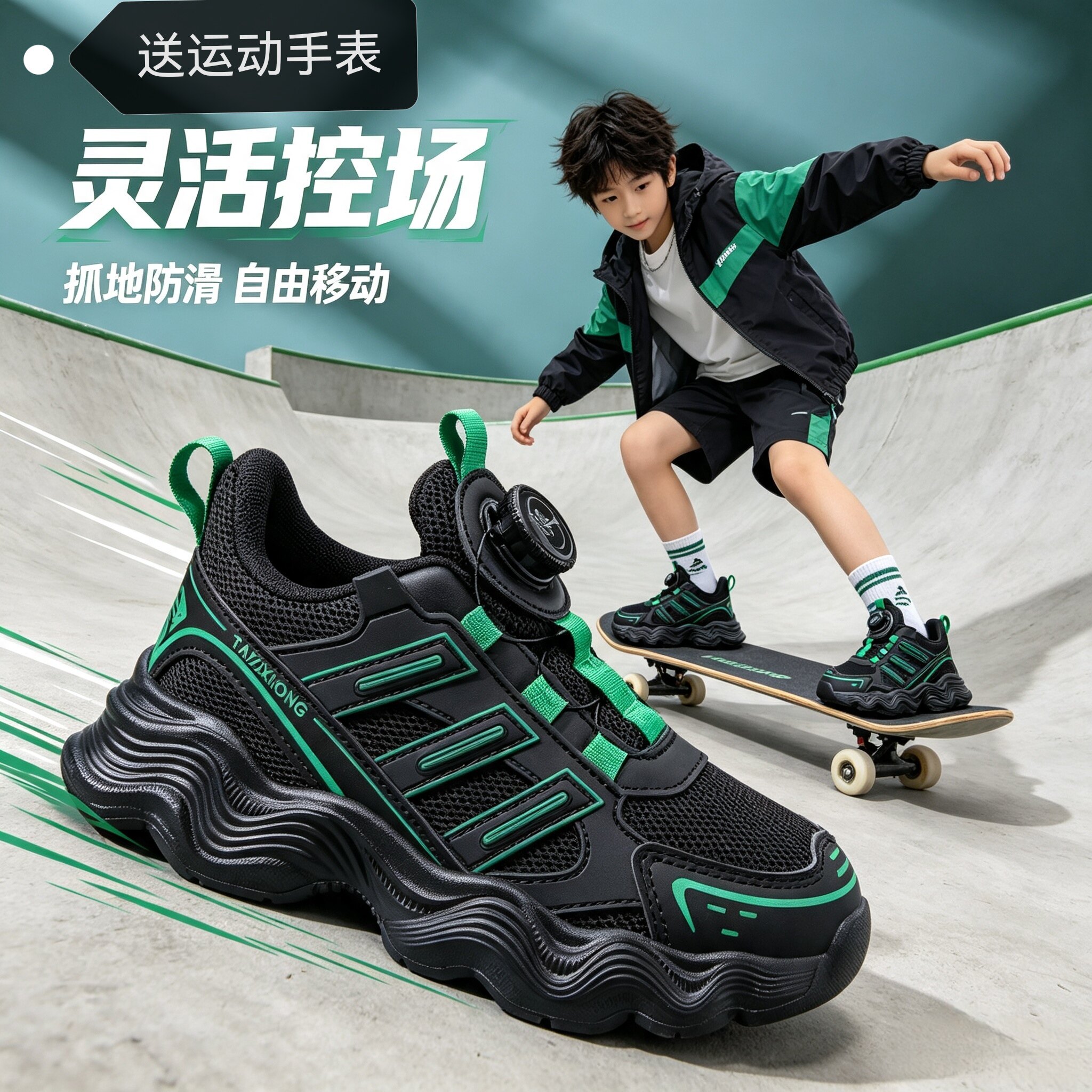 男童运动鞋中大童2026秋季新款儿童跑步鞋子小学生篮球鞋透气网鞋