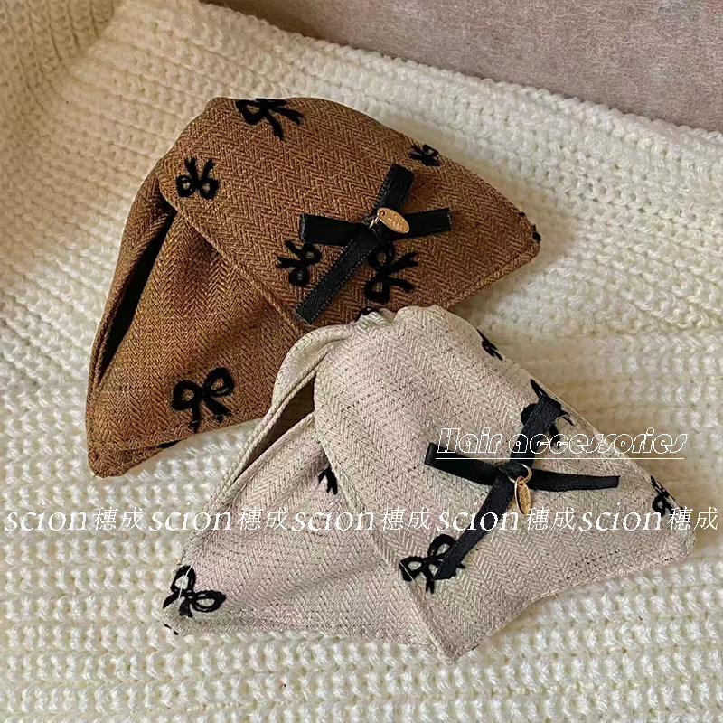 日韩秋冬复古蝴蝶结加厚三角抓夹秋冬新款时尚通勤后脑勺盘发夹女
