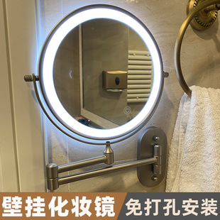 新款 10英寸折叠LED化妆镜壁挂式 梳妆镜双面带灯放大可调光充电式