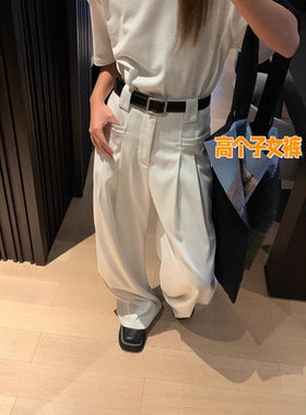 高个子超长白色西装裤女夏季薄款高腰宽松垂感显瘦加长拖地阔腿裤